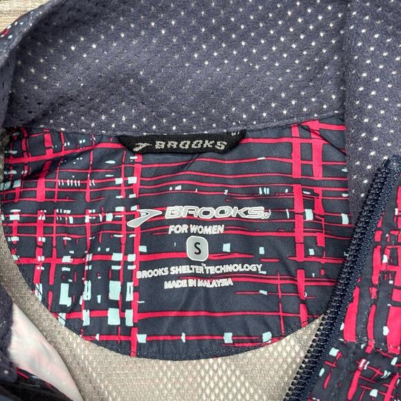 Brooks Womens Grid Pink Blue Small Vented Reflective Running Windbreaker Vest - Picture 7 of 9